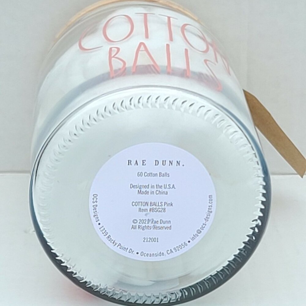 Rae Dunn Glass Jar/Canister Rainbow Lid Cotton Balls With 60 Cotton Balls NEW - Picture 2 of 3
